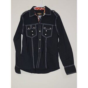 EL General Western Long Sleeves Button Down Black SZ Large